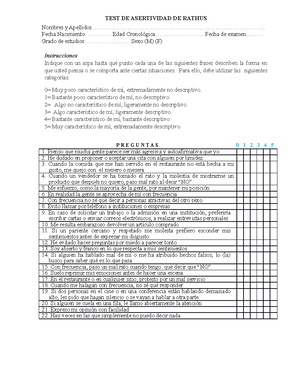 Manual DEL TEST DE ASERTIVIDAD DE RATHUS - INTRODUCCIÓN Diversos ...