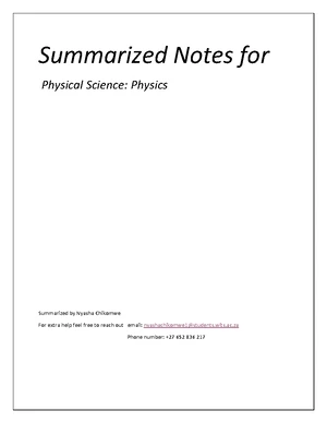 Summarized Notes for PHY 101: Key Concepts in Mechanics and Motion ...