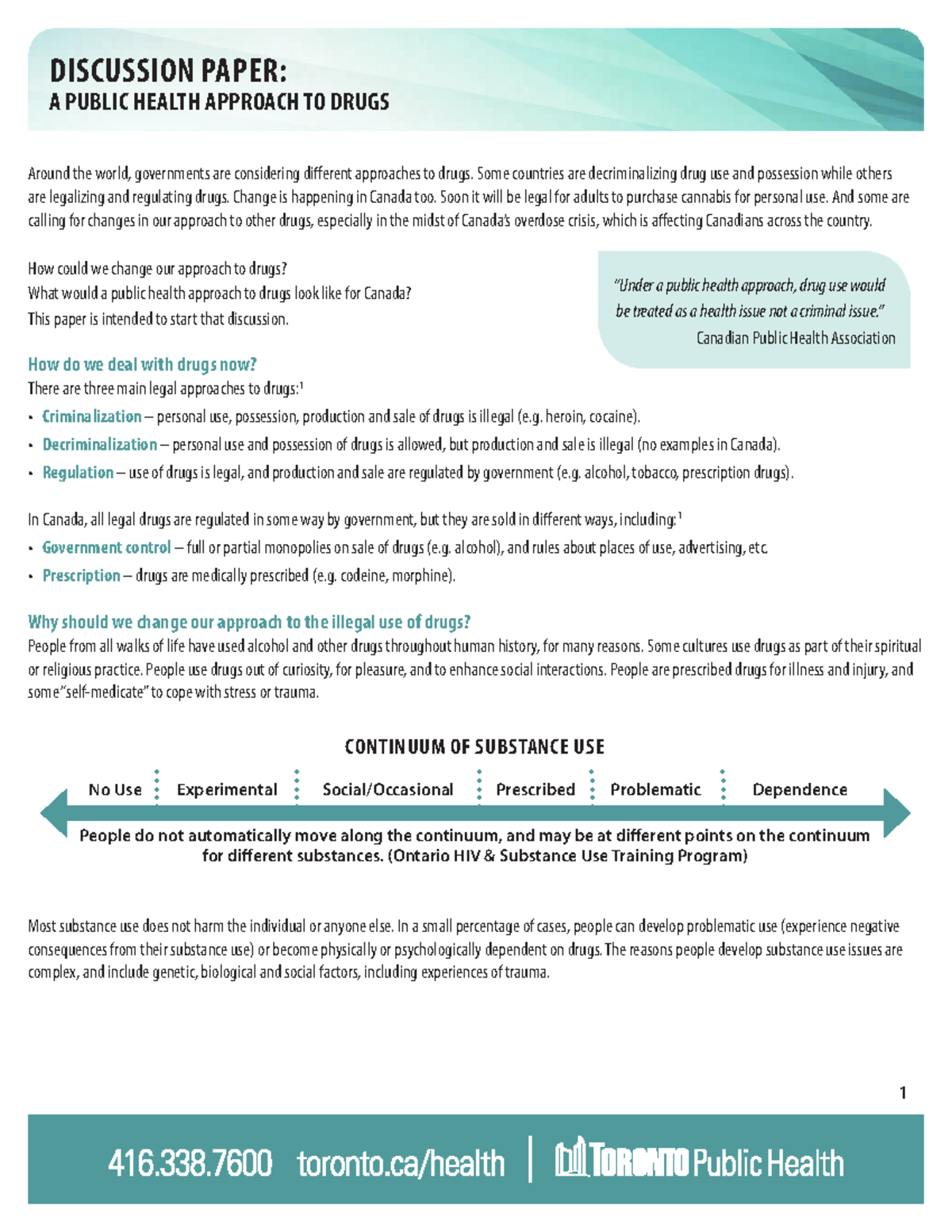 9105 A Public Health Approach to Drugs Discussion Paper - A PUBLIC ...
