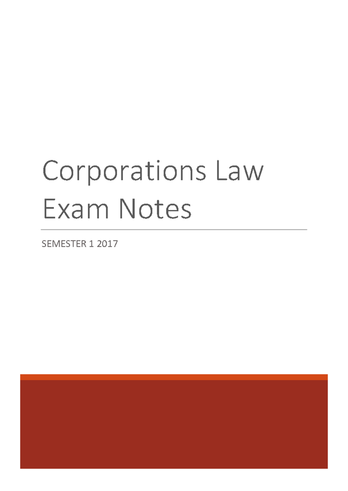 CORP2101 - Corporations Law Exam Notes 2017: Key Concepts and Insights ...