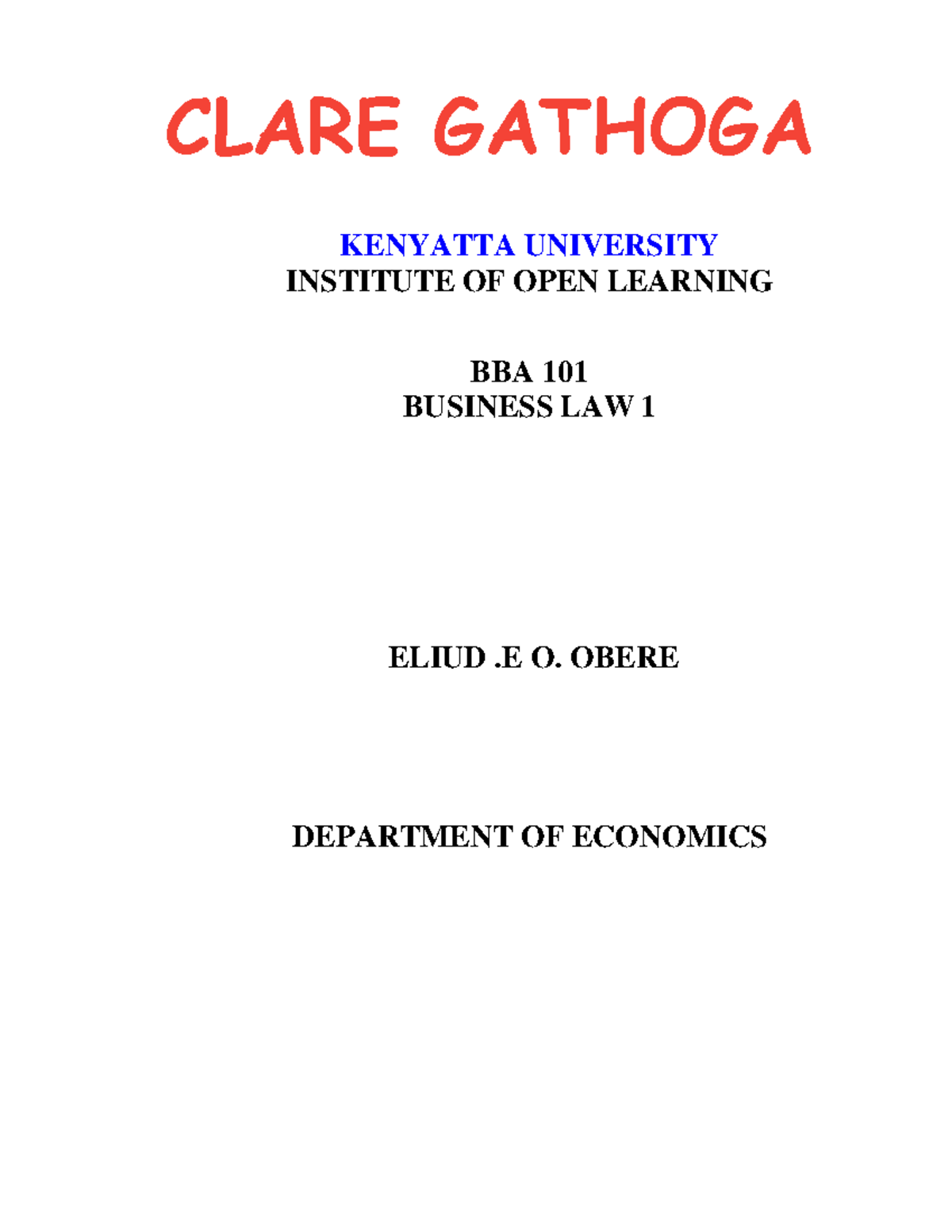 BBA 101 Business Law 1: Nature, Purpose, and Sources of Law - Studocu