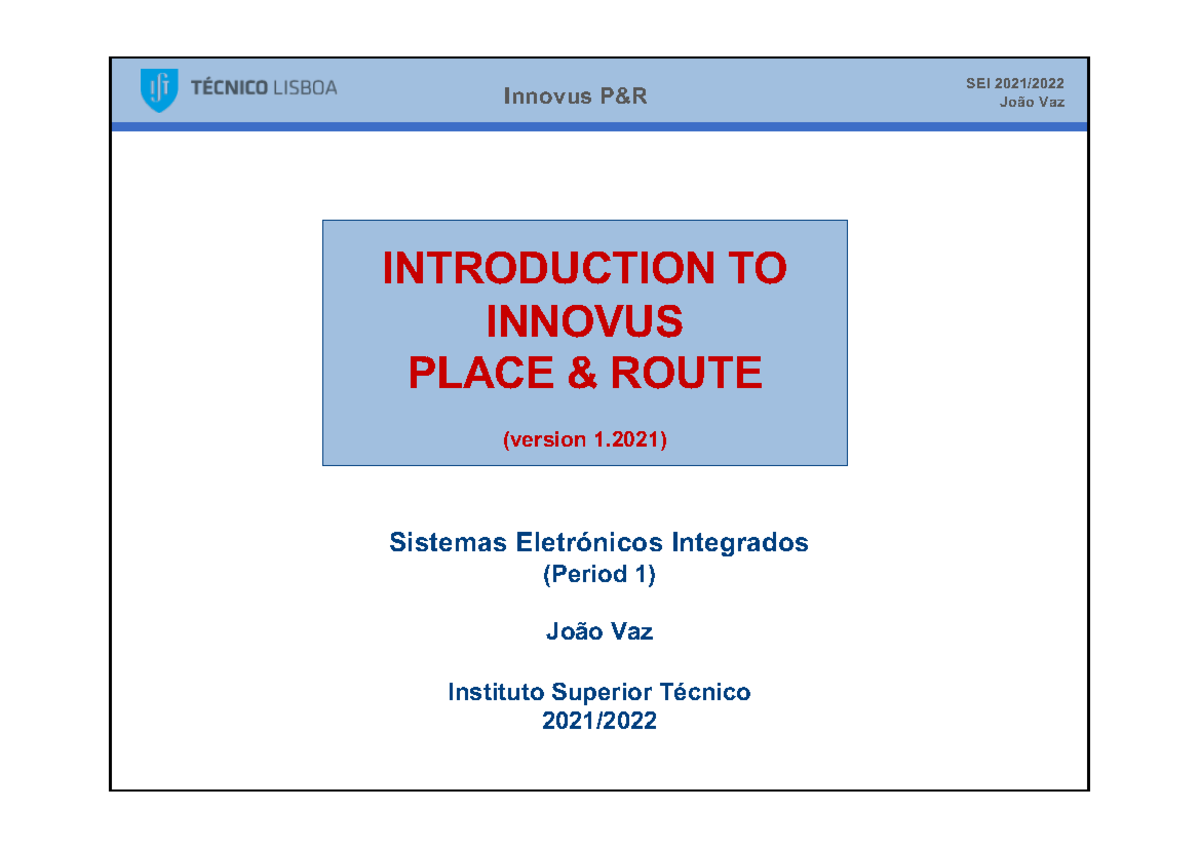 Innovus SEI Place and Route Tutorial (Version 1.2021) - Studocu