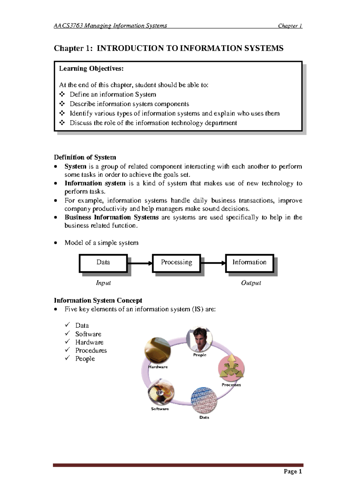 Chapter 1 - Introduction to Information System - Chapter 1 ...