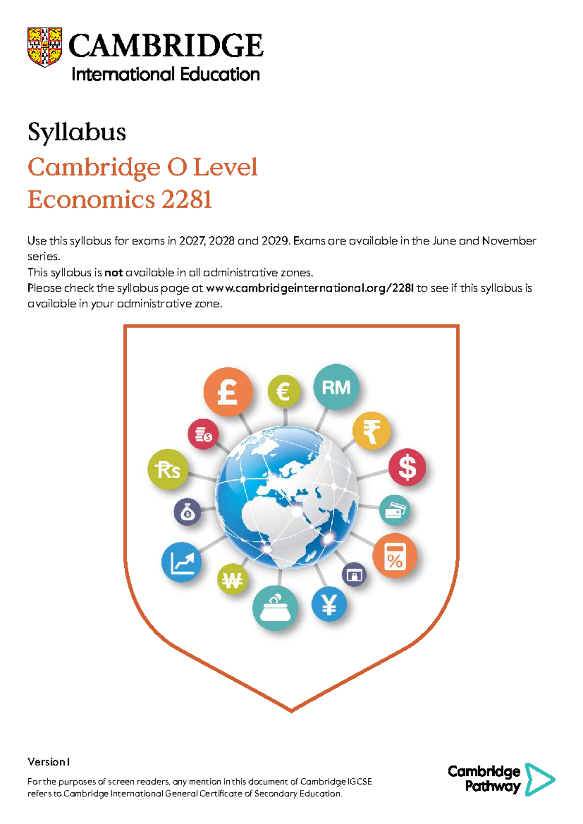 Cambridge O Level Economics 2281 Syllabus Overview for 2027-2029 - Studocu