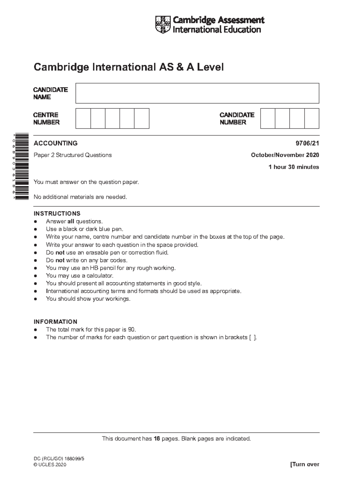 9706/21/O/N - Accounting Paper 2 Structured Qs & Financial Statements ...