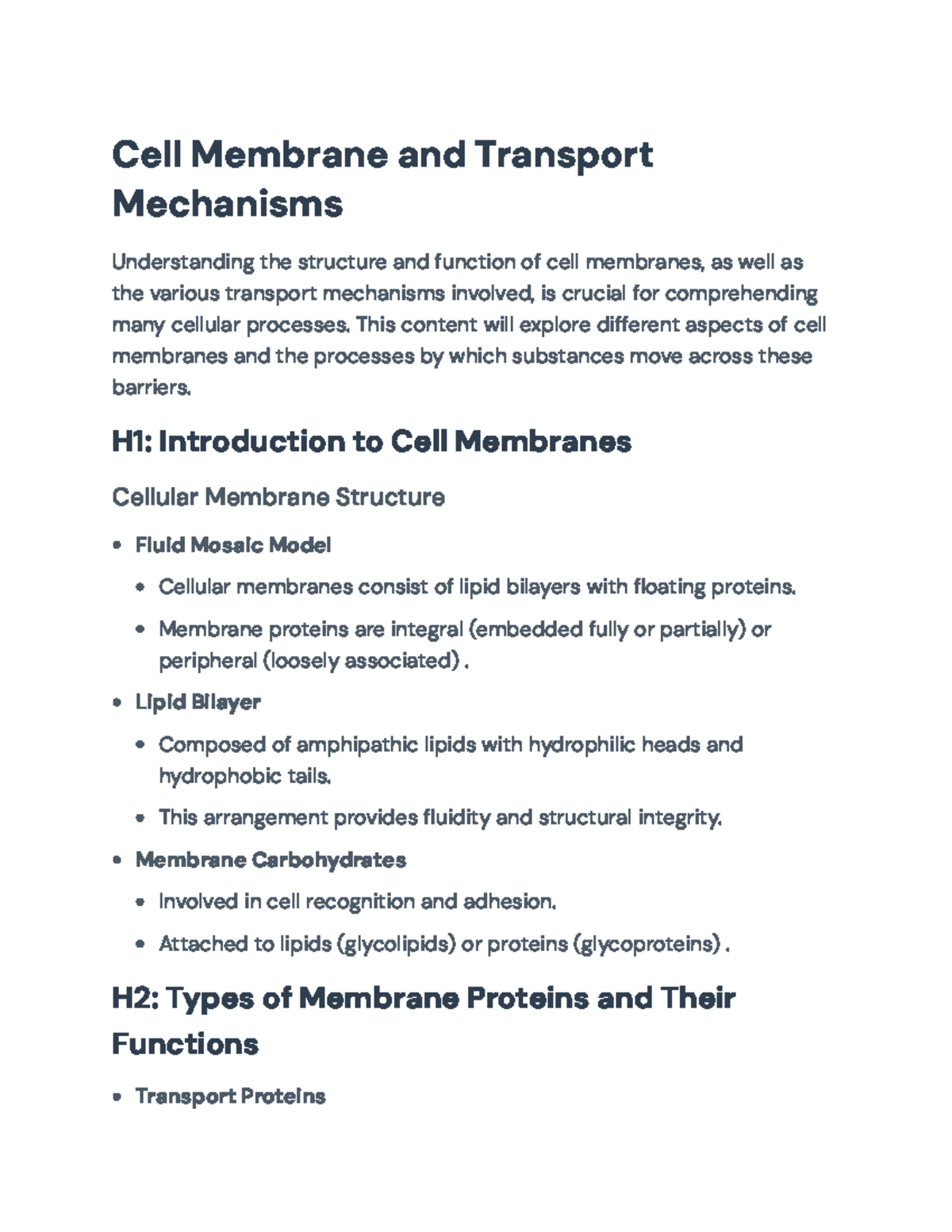 Cell Membrane Structure and Transport Mechanisms (Biology 101) - Cell ...