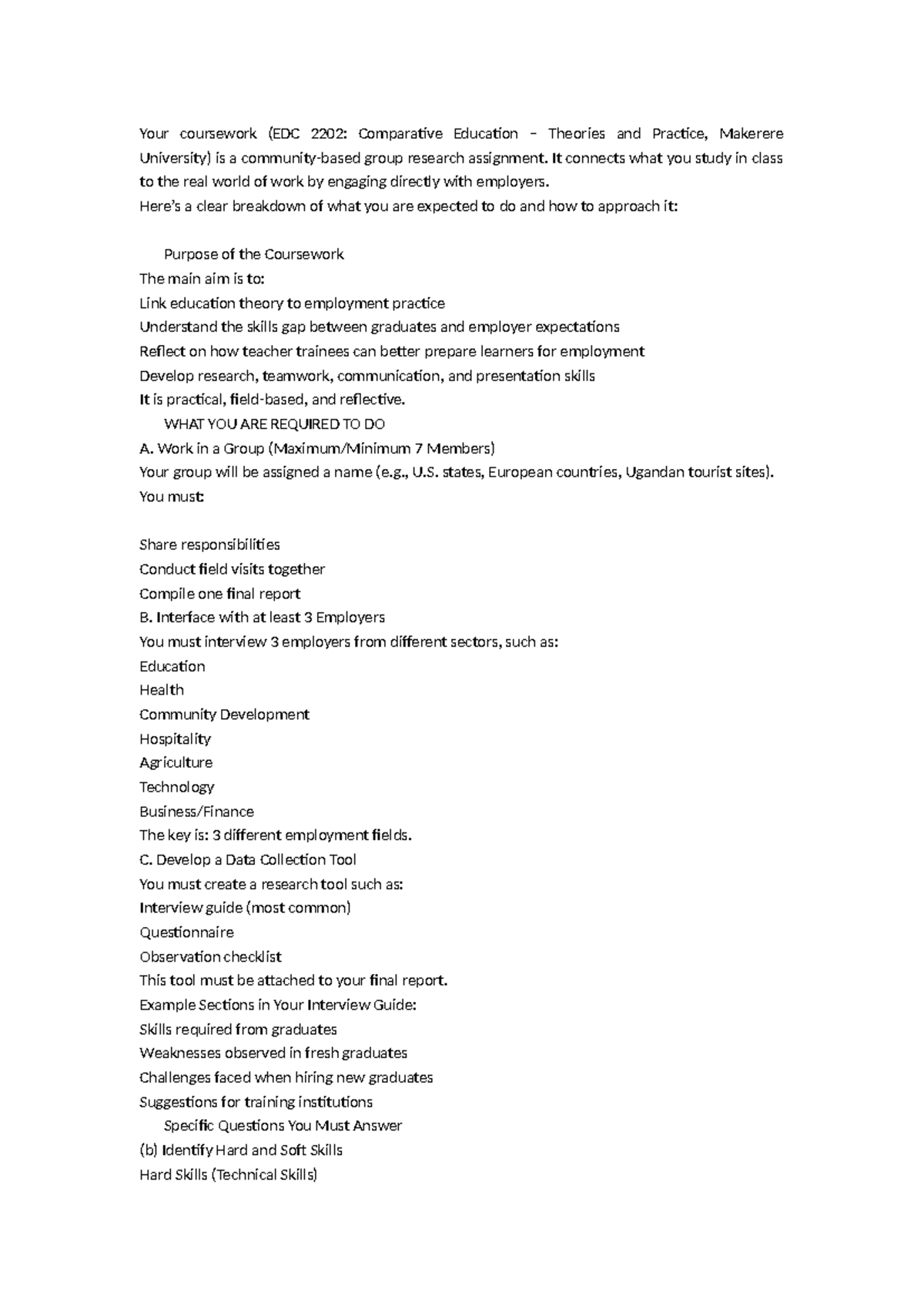 EDC 2202: Group Research on Comparative Education & Employment Skills ...