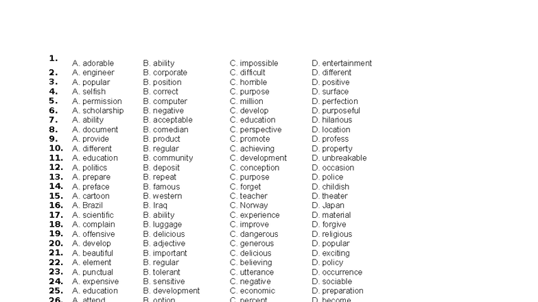English Vocabulary and Phrasal Verbs Study Guide (ENG 101) - Studocu