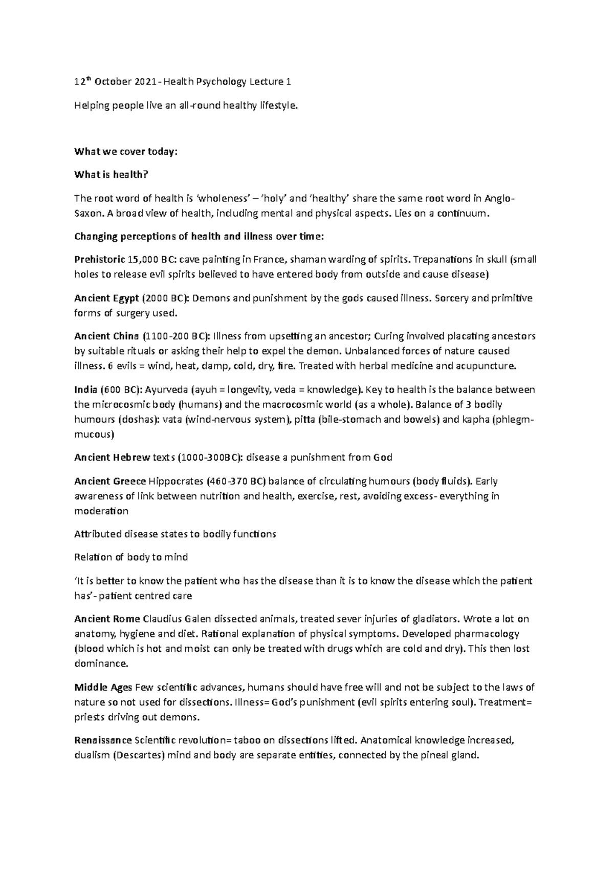 Lecture 1 What is health in the media? - 12 th October 2021- Health ...