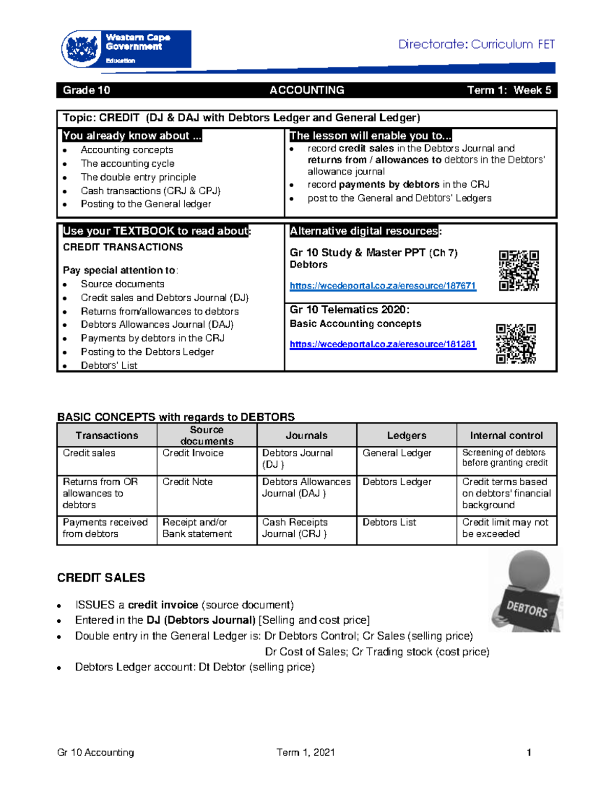Gr 10 Accounting Term 1 Week 5: Credit Transactions (DJ & DAJ) - Studocu