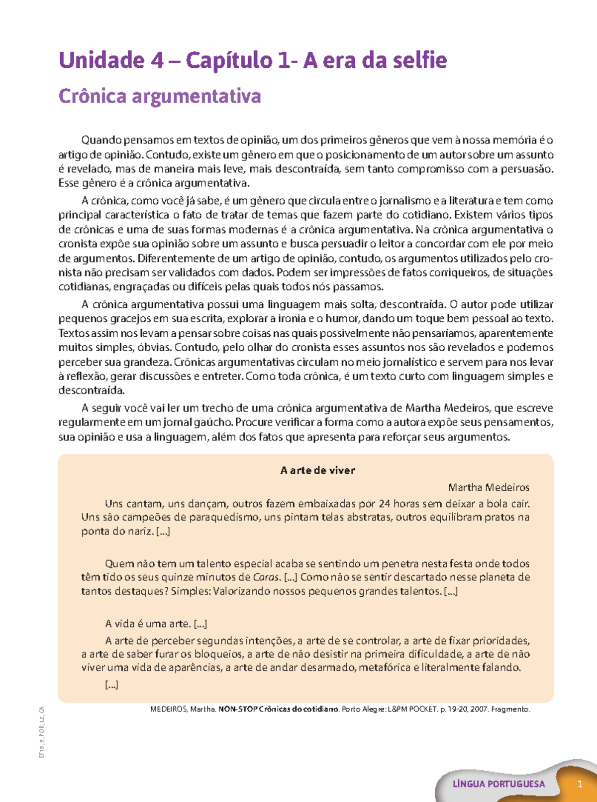 EF19_9_POR_L2_CA Resumo do Volume 2 - 9º Ano: Crônicas, Biografias e ...