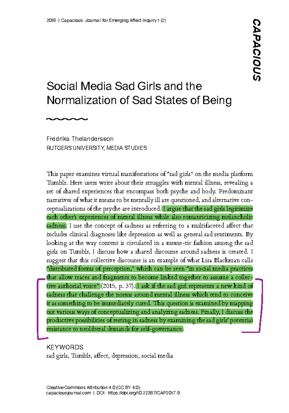 Social Media Sad Girls and the Normalization of Sadness (CAP 2018 ...