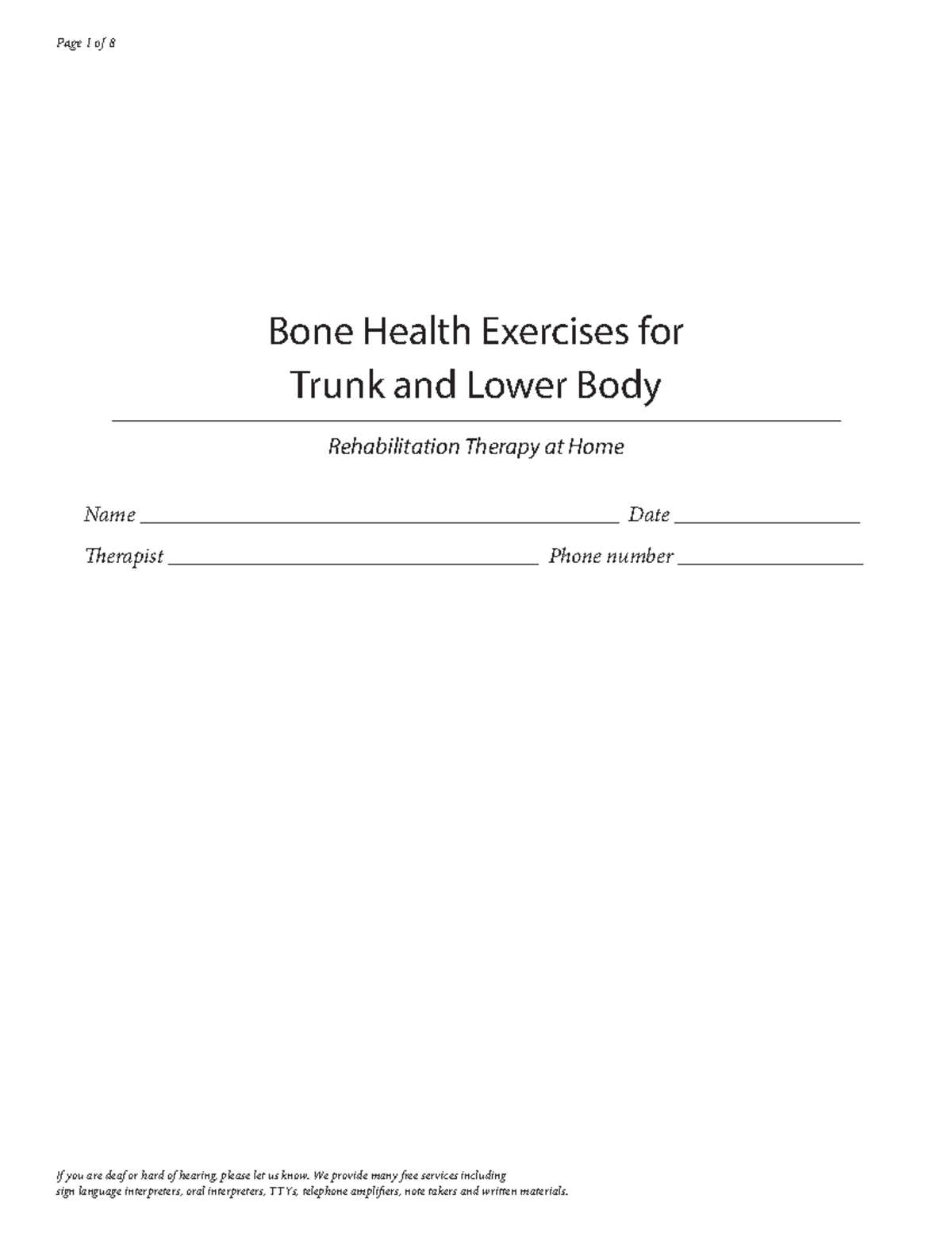 Sara Meek Osteoporosis Rehabilitation: Home Exercise Guide - Studocu