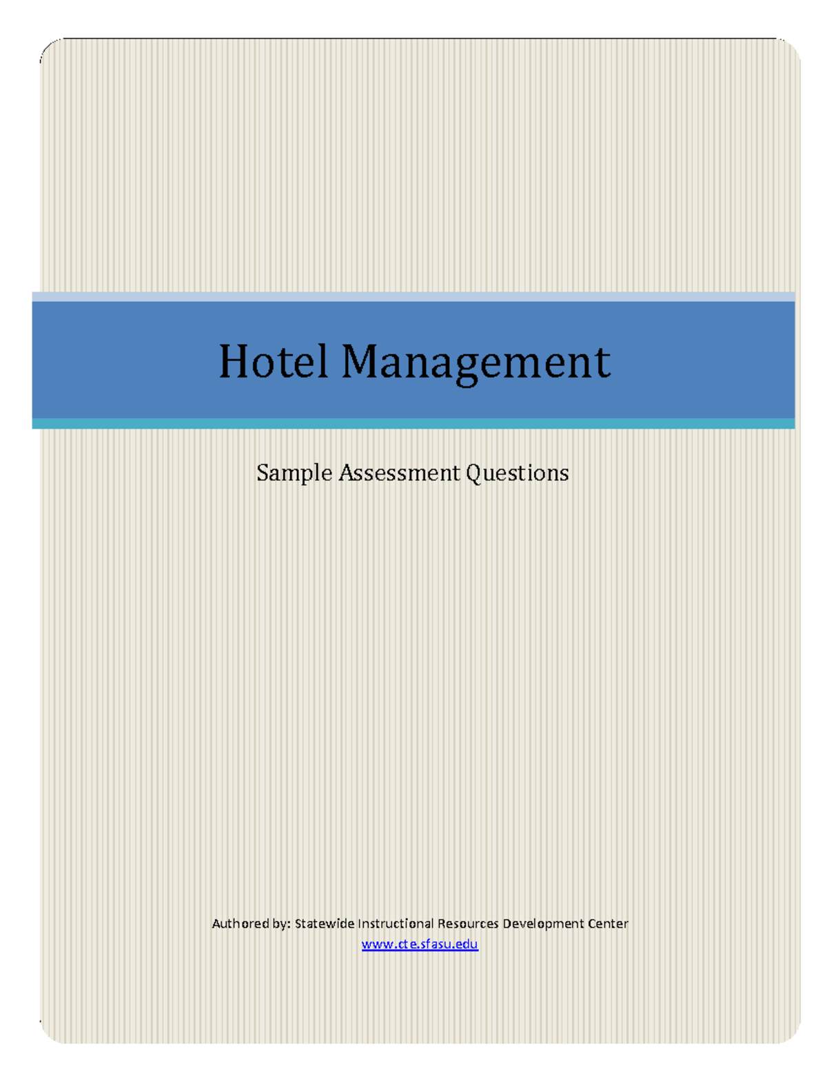 Hotel Management Assessment Questions: Sample for Exam Preparation ...