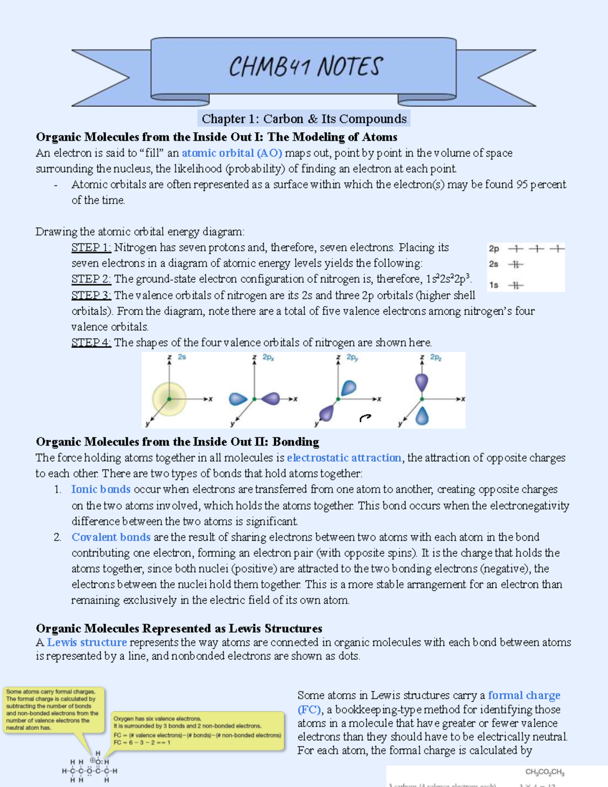 CHMB41 Lecture Notes: Carbon Compounds & Molecular Structures - Studocu