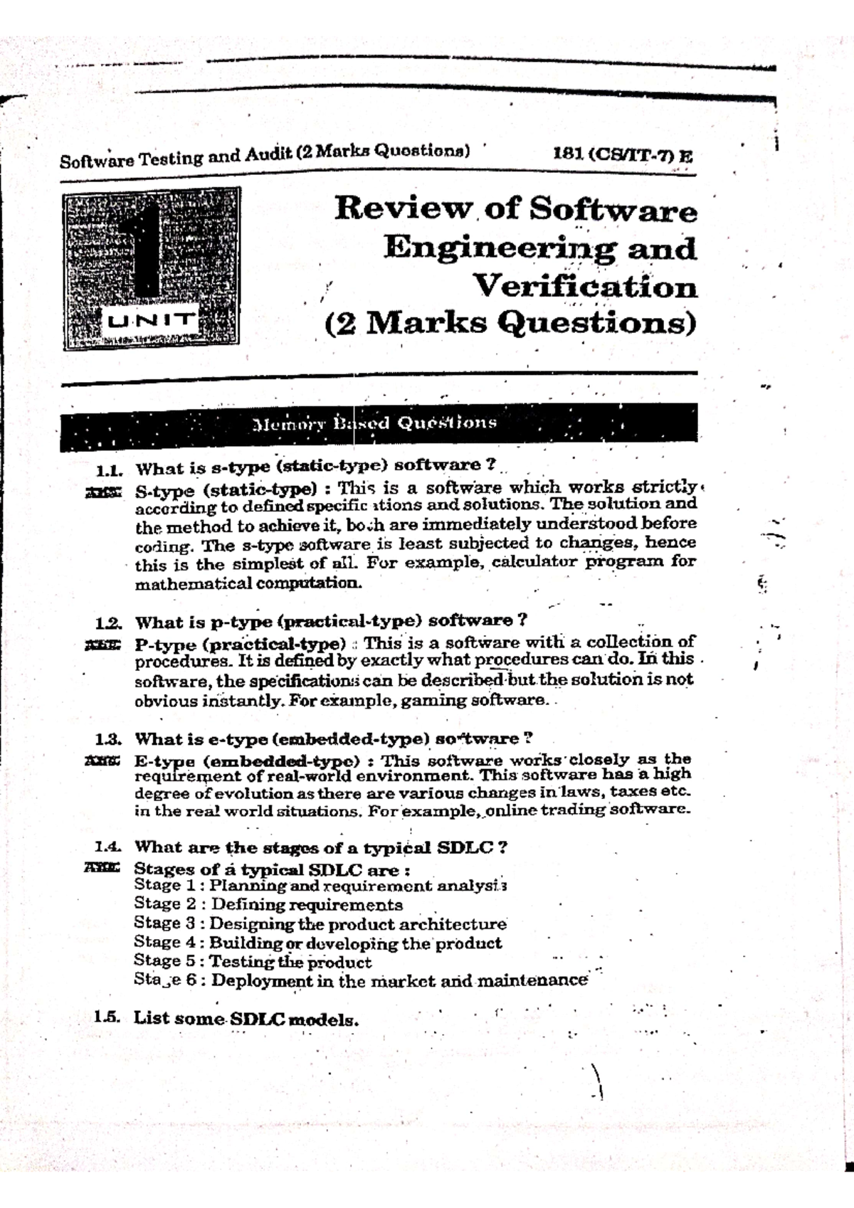 Software Testing and Audit (2 Marks Questions) - Comprehensive Guide ...