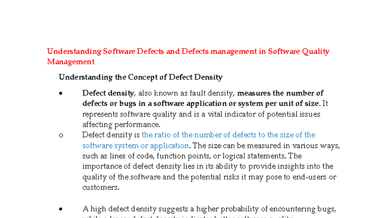 Understanding Defect Density in Software Quality Management (SWM 101 ...