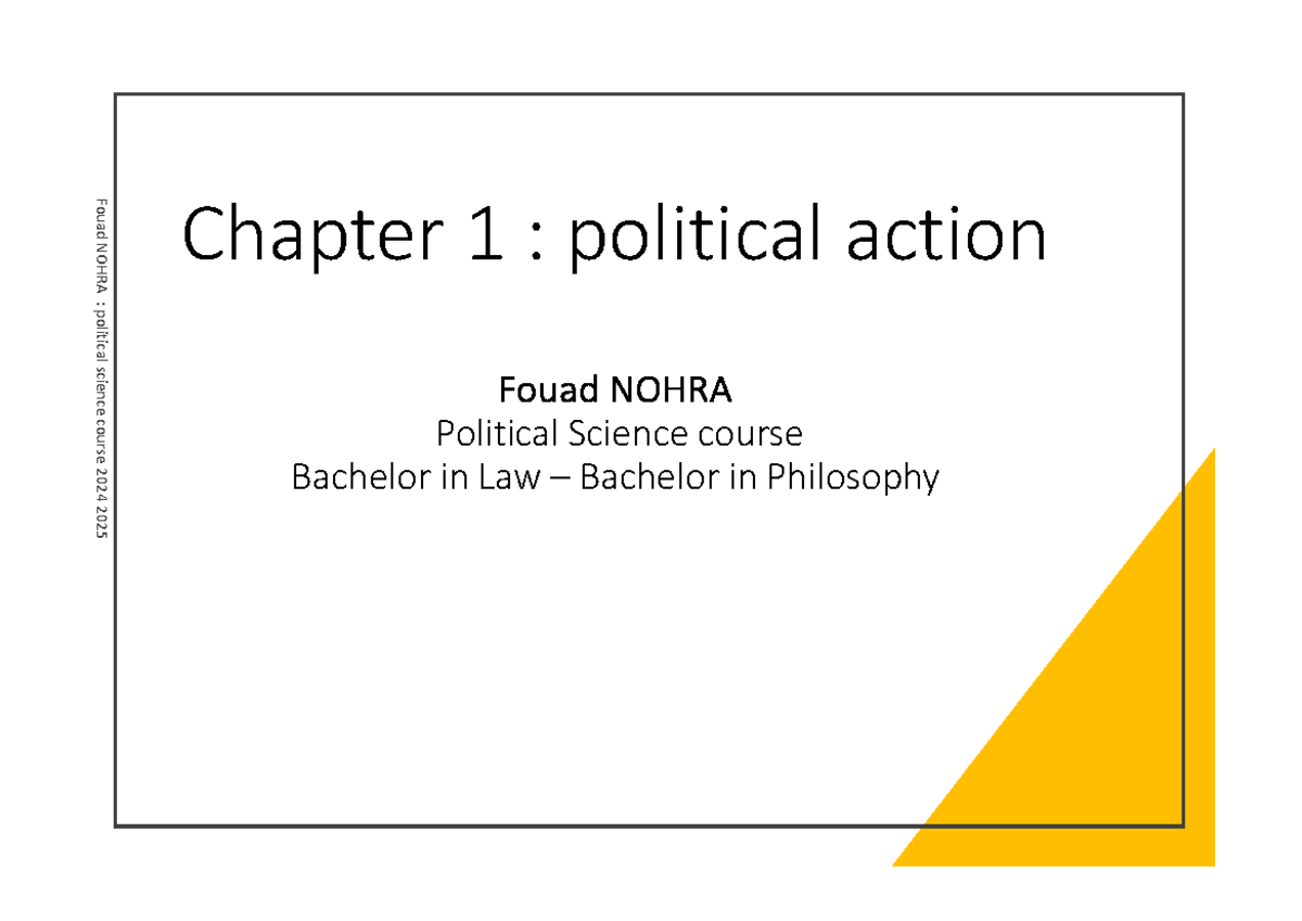 Political Science Course 2024-2025: Chapter 1 - Political Action - Studocu
