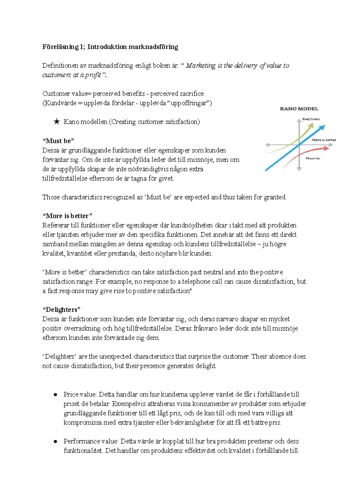 Tenta MKT101: Introduktion till Marknadsföring och Kundvärde - Studocu