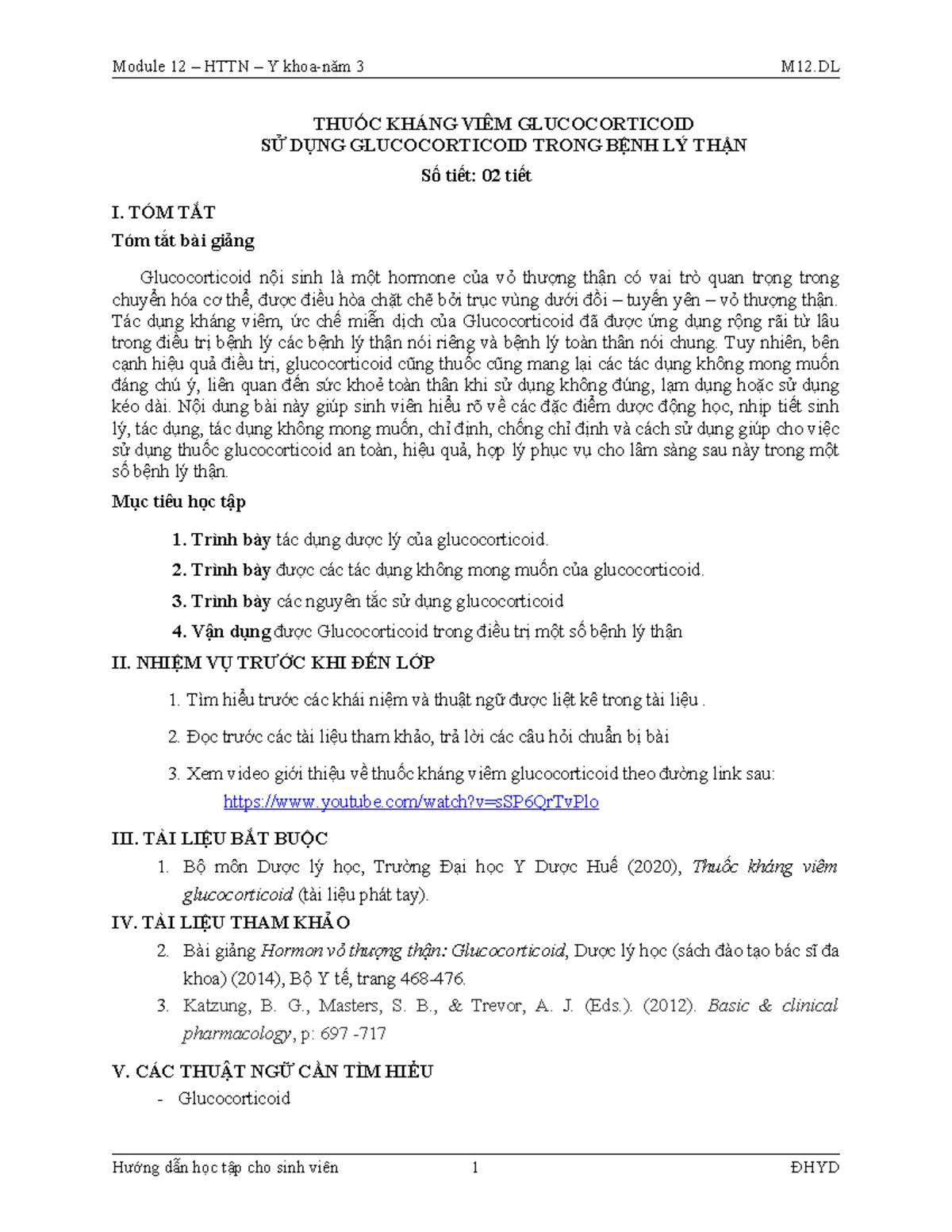 HDHT- Thuoc KV GlucocorticoidbệNH THẬN- 12 - Module 12 – HTTN – Y khoa ...