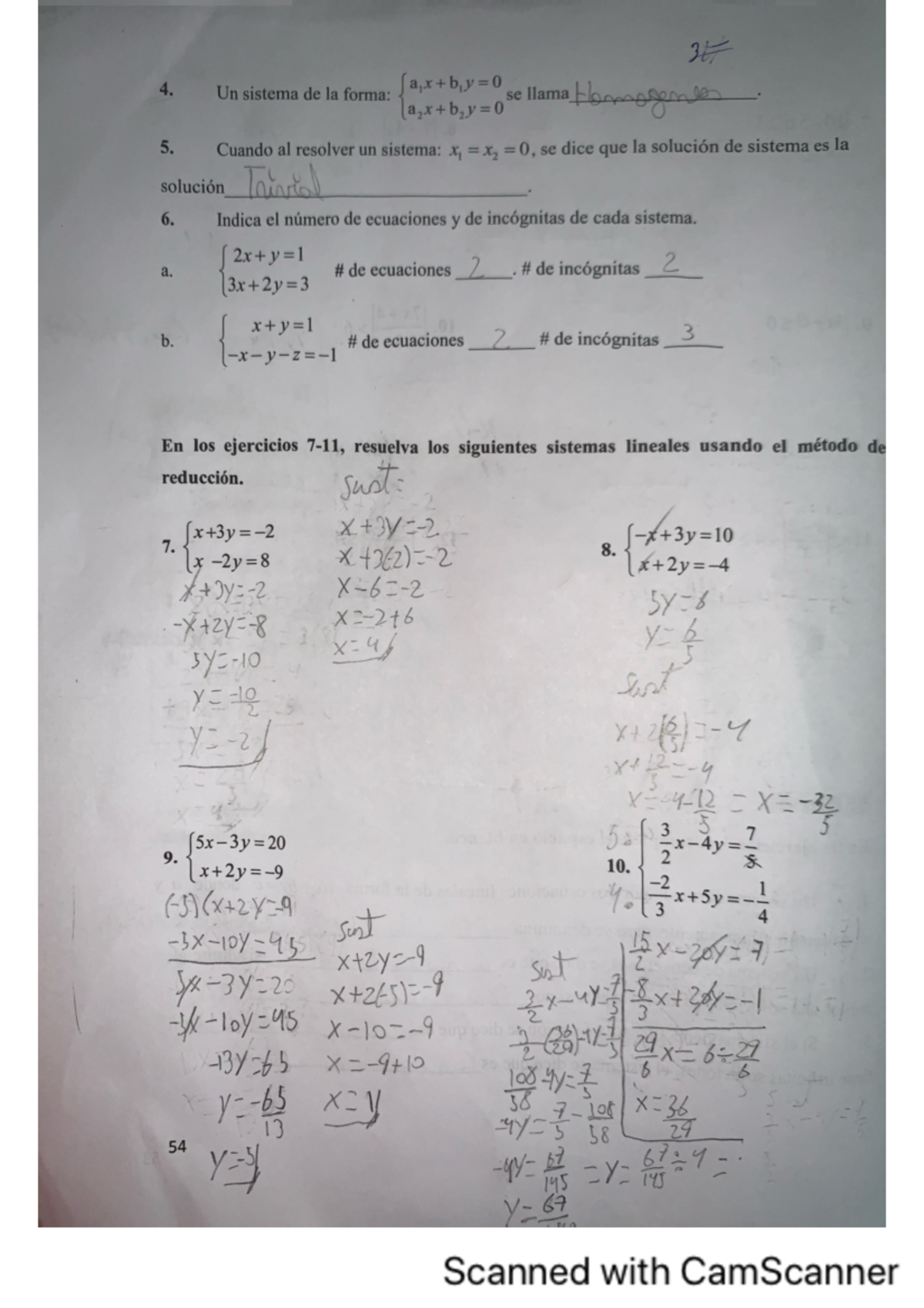 Ejercicios de Matemáticas 014: Sistemas de Ecuaciones (Páginas 54-57 ...