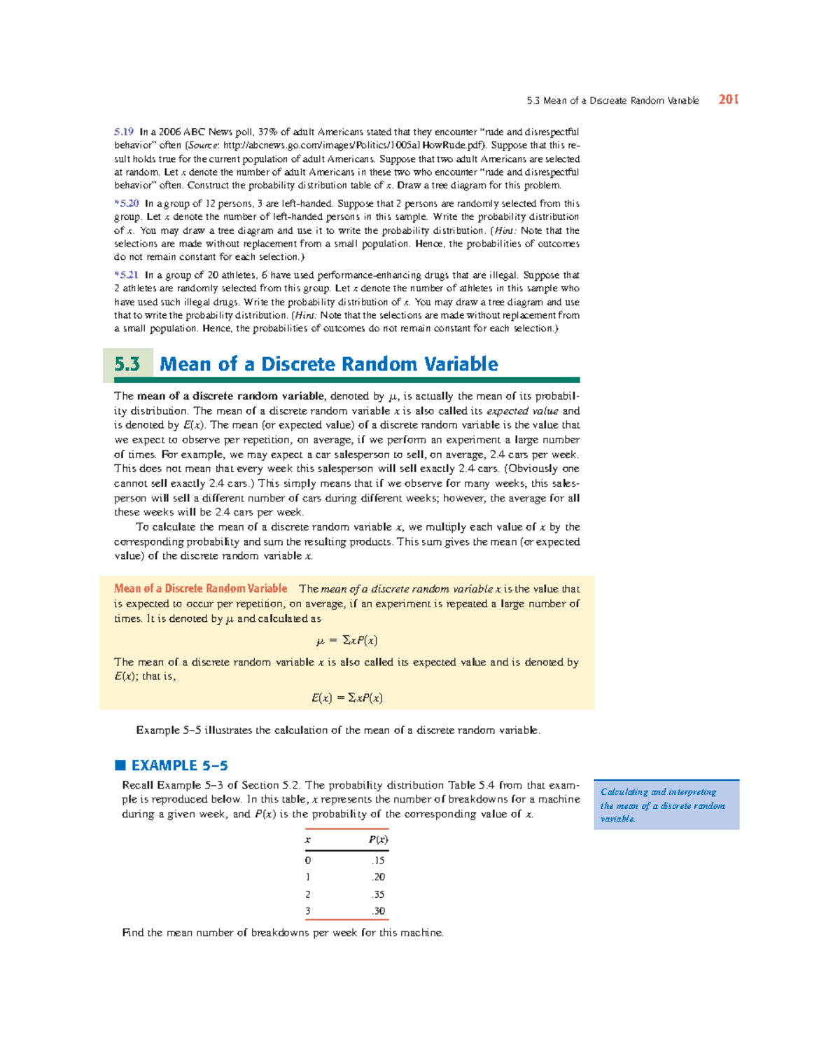 Introductory Statistics 7th Ed – Part 118: Mean of Discrete Random ...