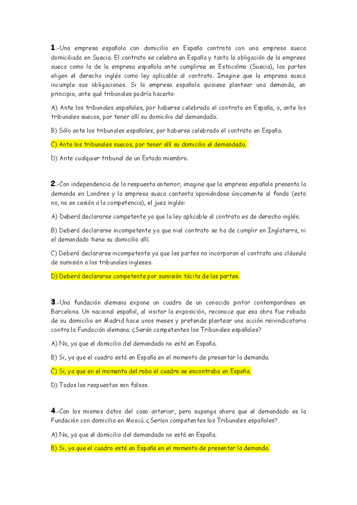 Examen de Derecho Internacional Privado - DIP 2023 - Document Preview