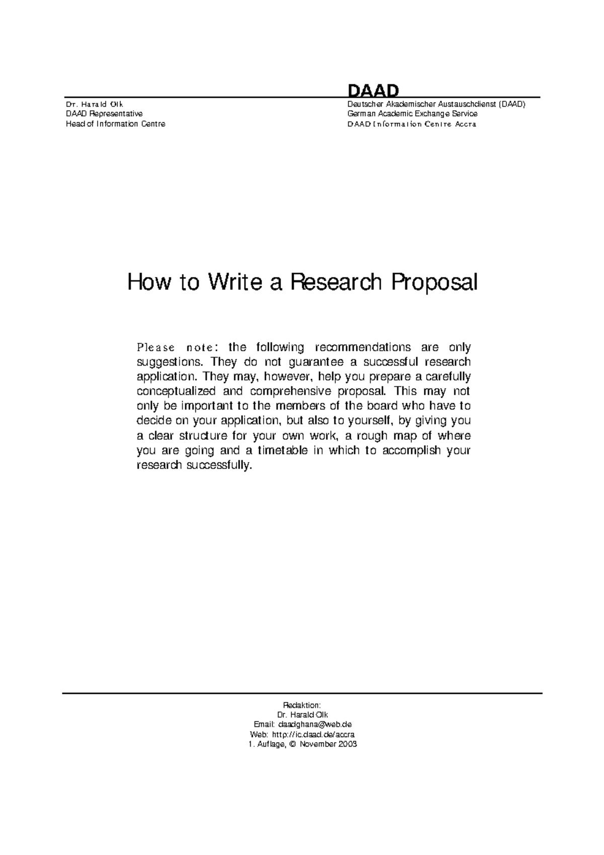 DAAD Research Proposal Writing Guide: Tips & Structure - Studocu