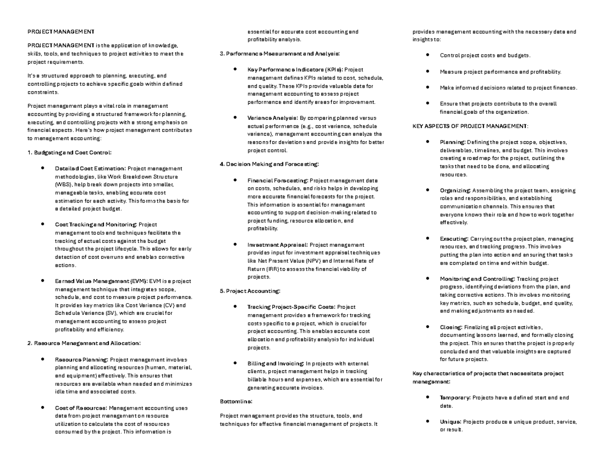 Project Management - PROJECT MANAGEMENT PROJECT MANAGEMENT is the ...