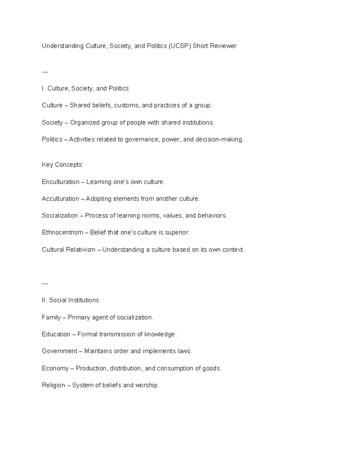UCSP - reviewer - Understanding Culture, Society, and Politics (UCSP ...