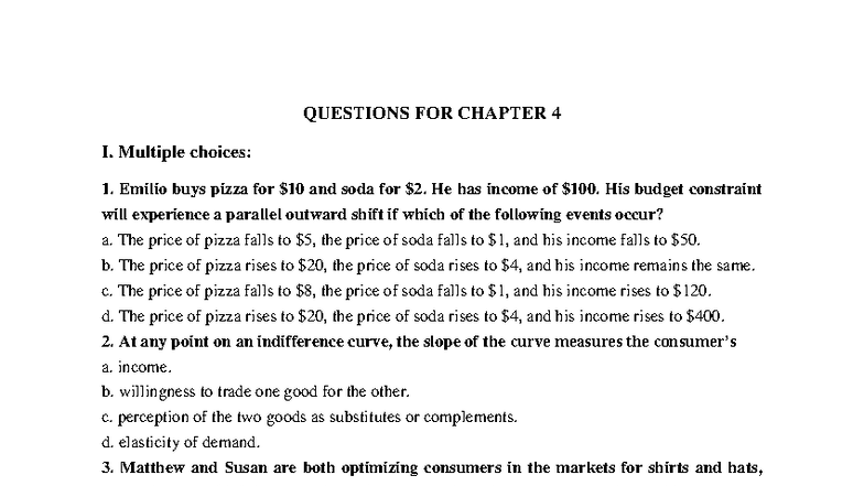 Questions for ECON 101: Chapter 4 Review - Studocu