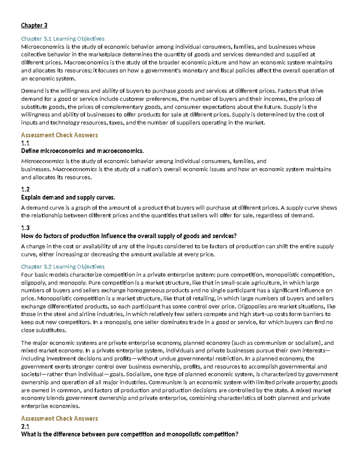 C201 Chapter 3 Microeconomic Concepts Study Guide - Studocu
