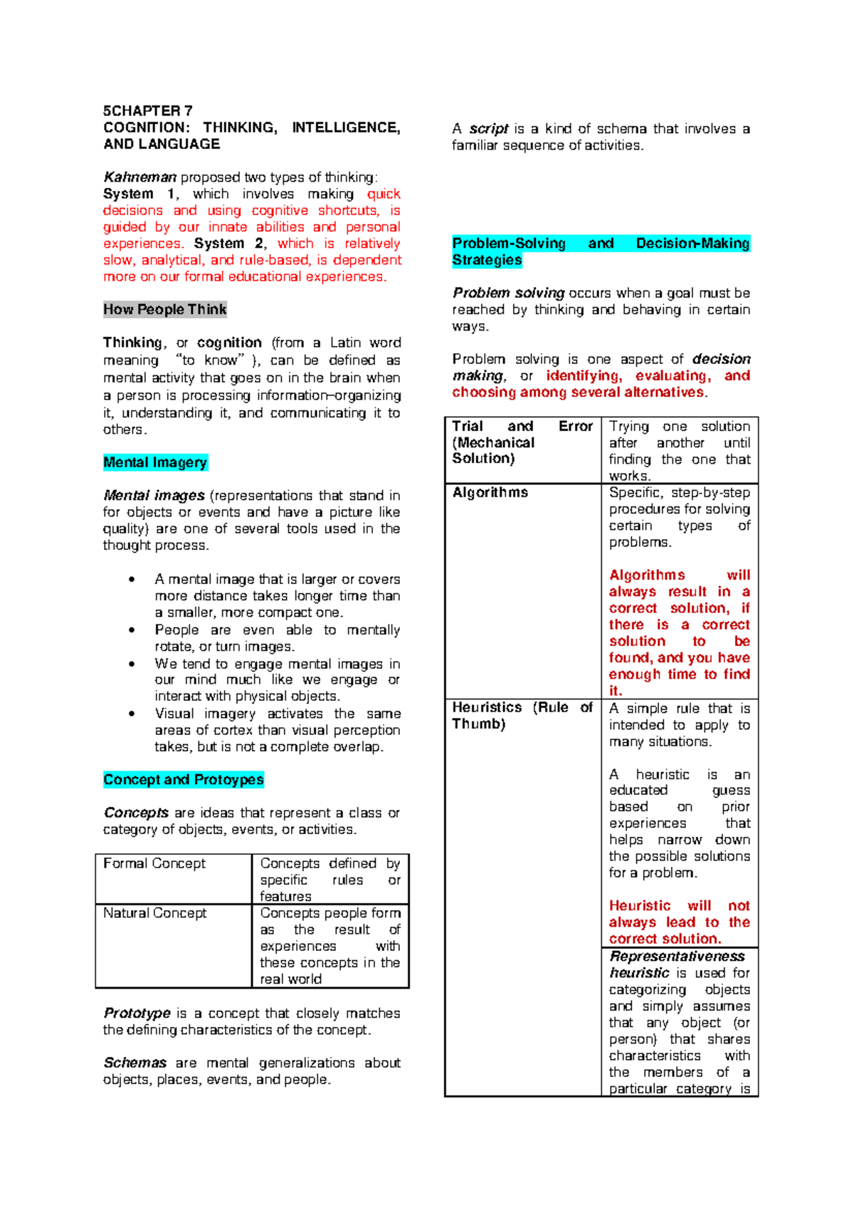 Chapter 7 - Cognition - 5CHAPTER 7 COGNITION: THINKING, INTELLIGENCE ...