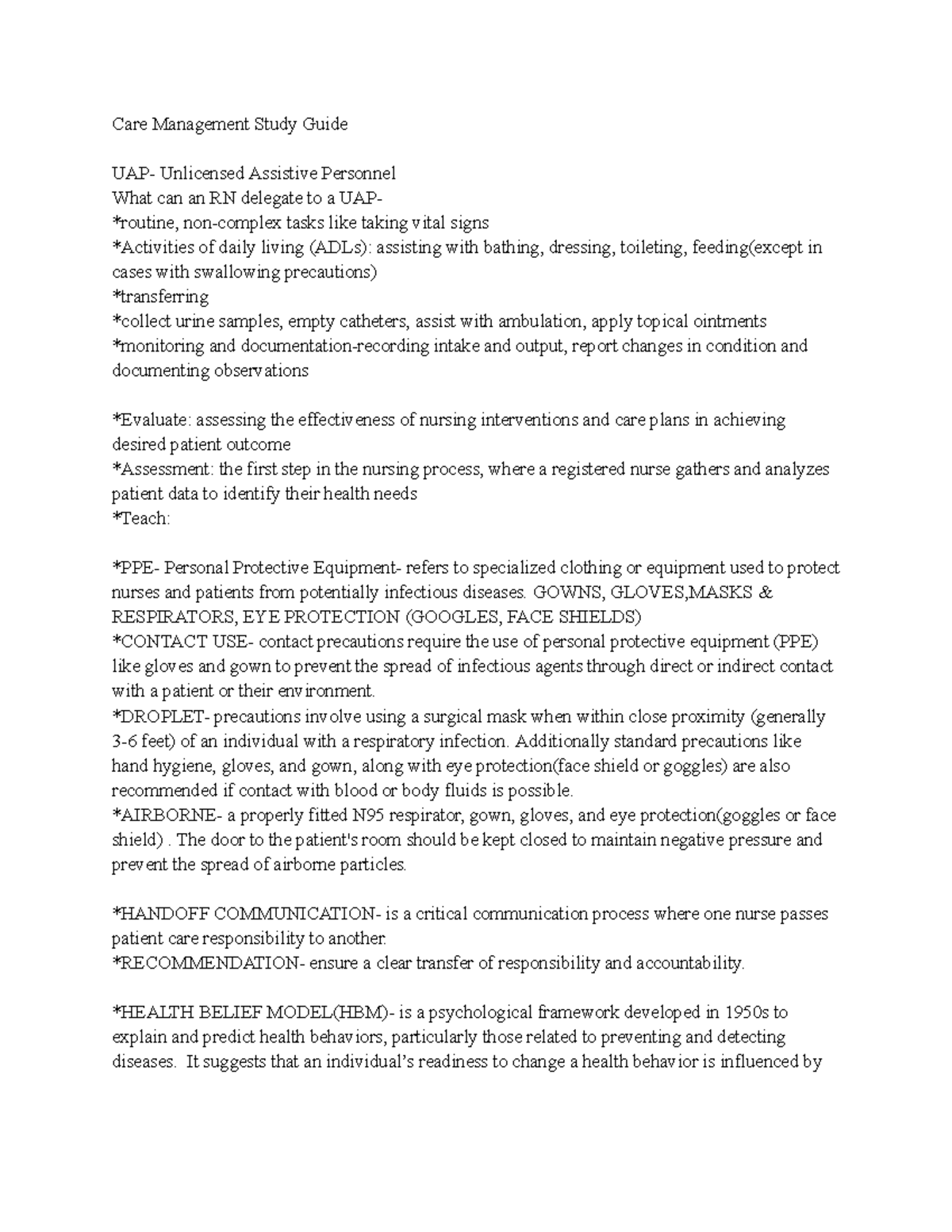 CM Final Exam Study Guide: Care Management for Unlicensed Assistive ...