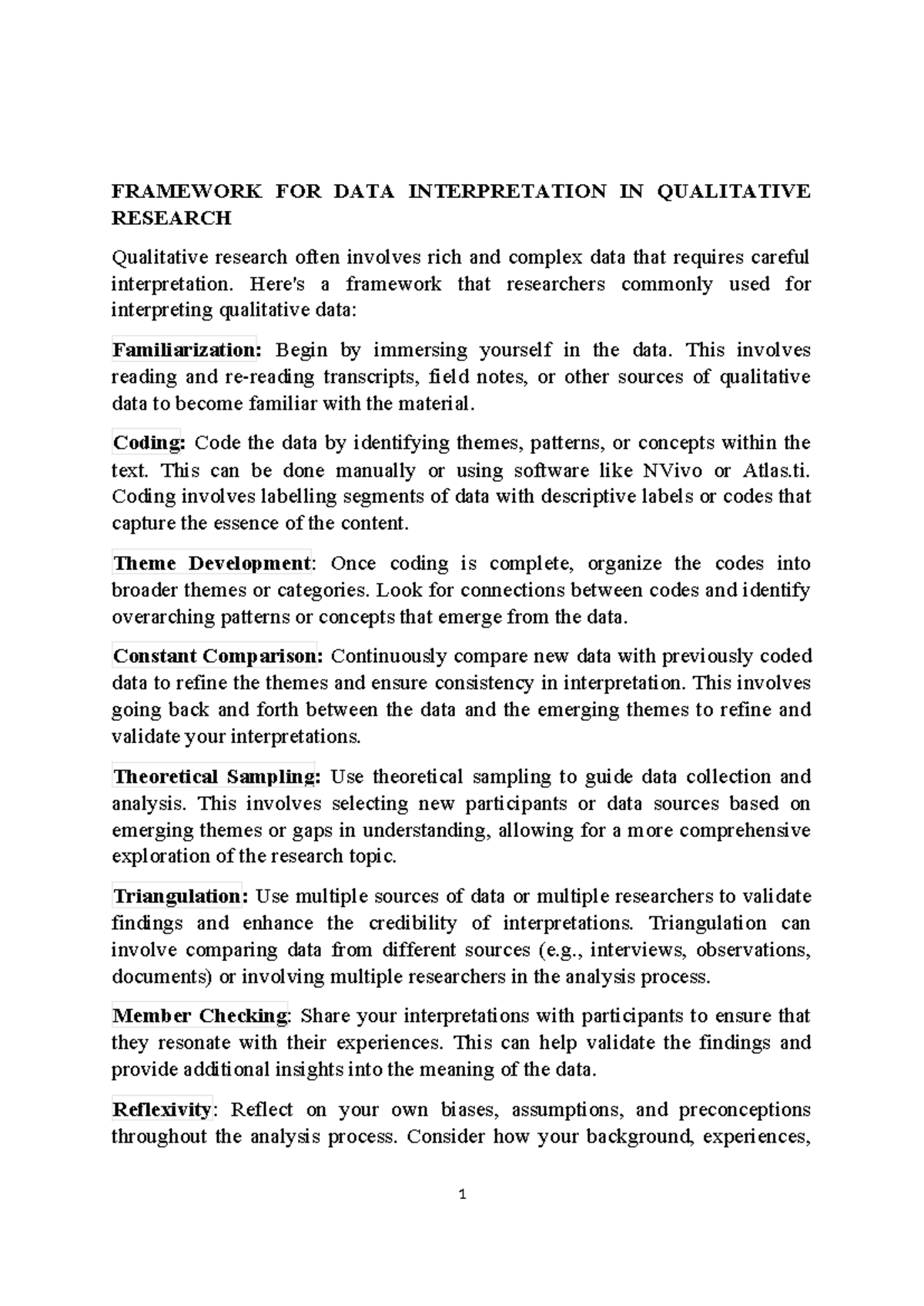 Frameworks for Data Interpretation in Qualitative and Quantitative ...