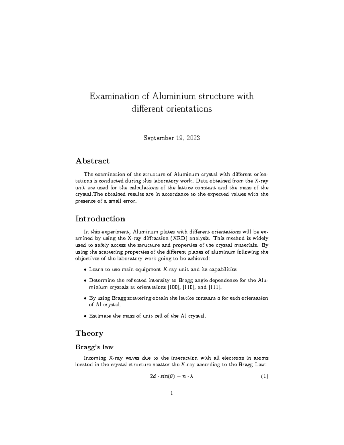 Solid Lab 4 - Assignment - Examination of Aluminium structure with ...