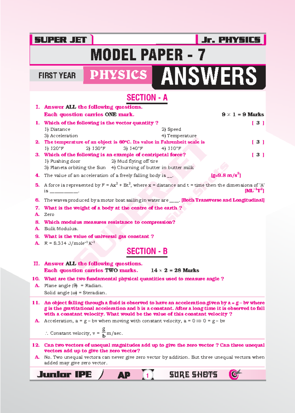 Model Paper 7 - Physics Answers for AP Inter Exams - Studocu