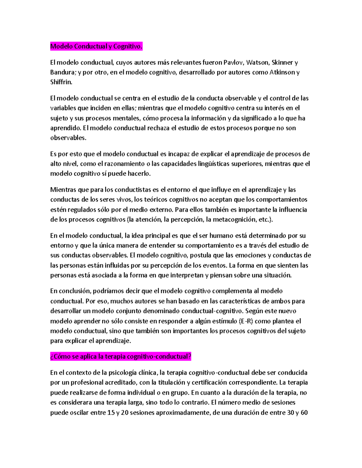 Modelo Conductual y Cognitivo en Psicología Clínica: Análisis TREC ...