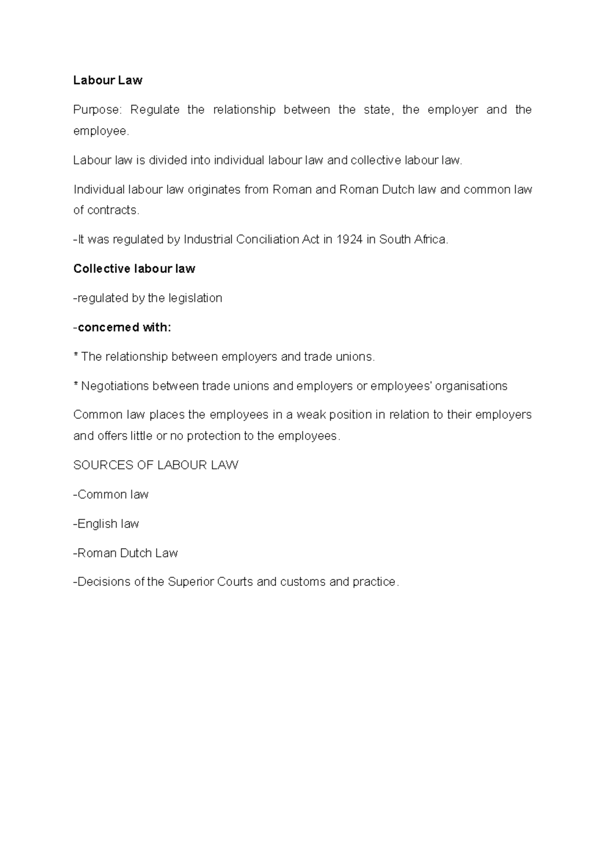 Labour Law Overview: Individual & Collective Aspects Explained - Studocu