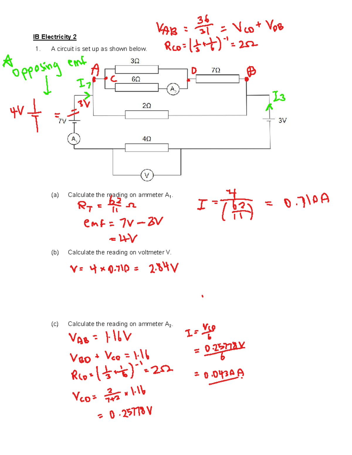 IB Electricity 2 - Practice Problems and Calculations - Studocu