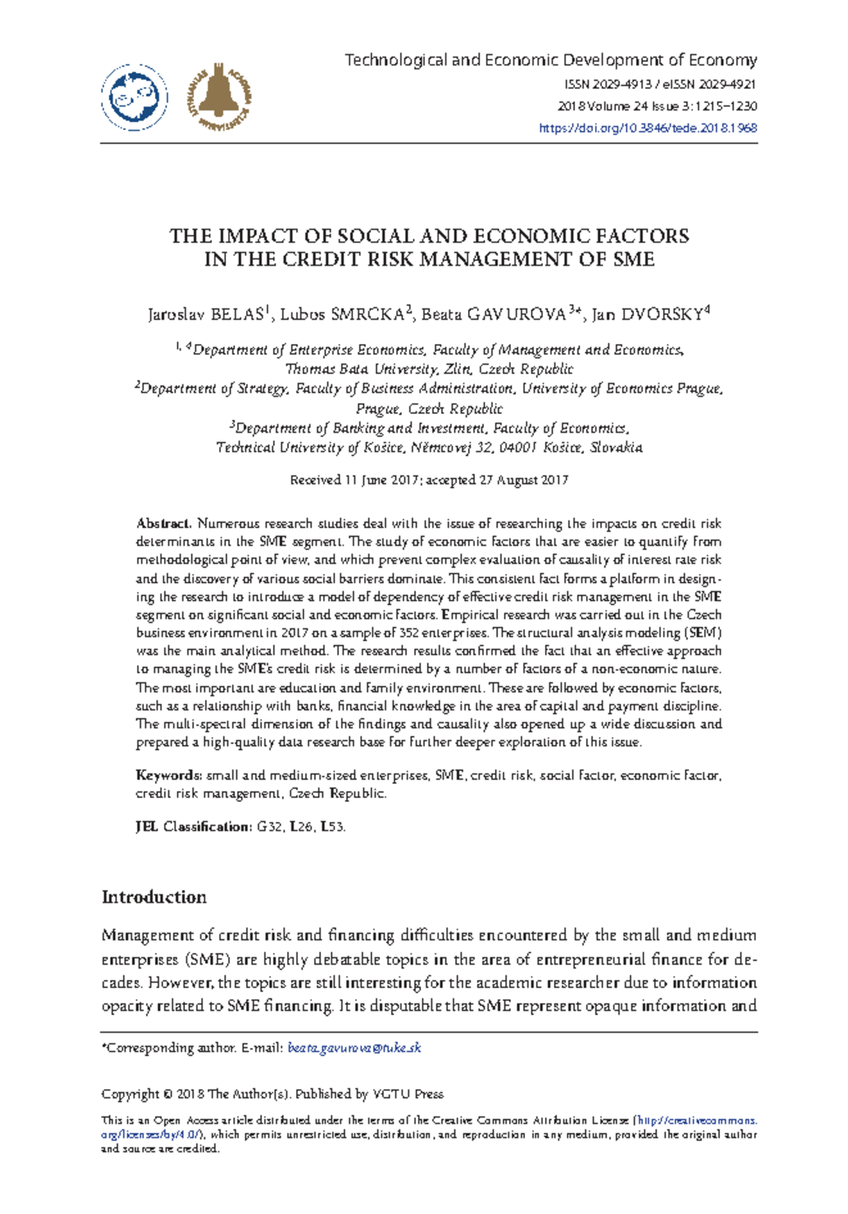 The Impact of Social and Economic Factors on Credit Risk Management in ...