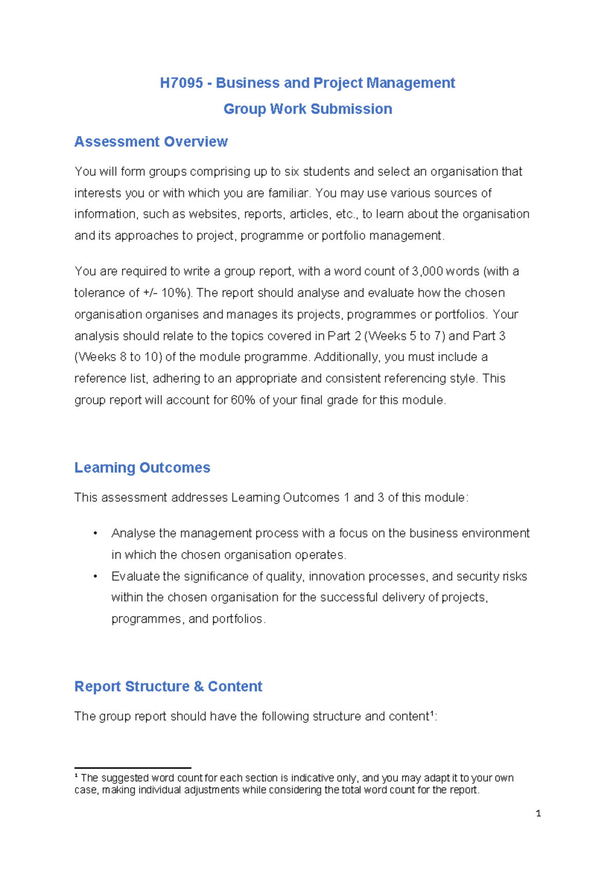 H7095 - SIT - 60% Group work submission 2024-25 - H7095 - Business and ...