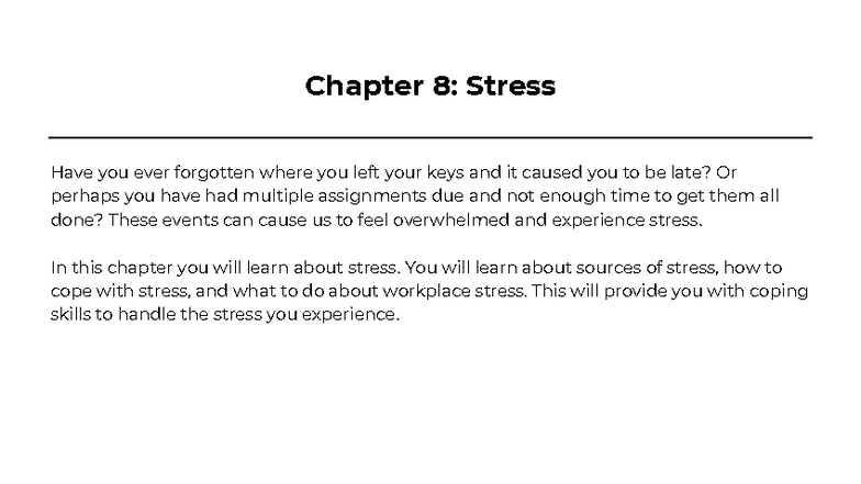 Chapter 8: Understanding and Coping with Stress in Psychology 101 - Studocu