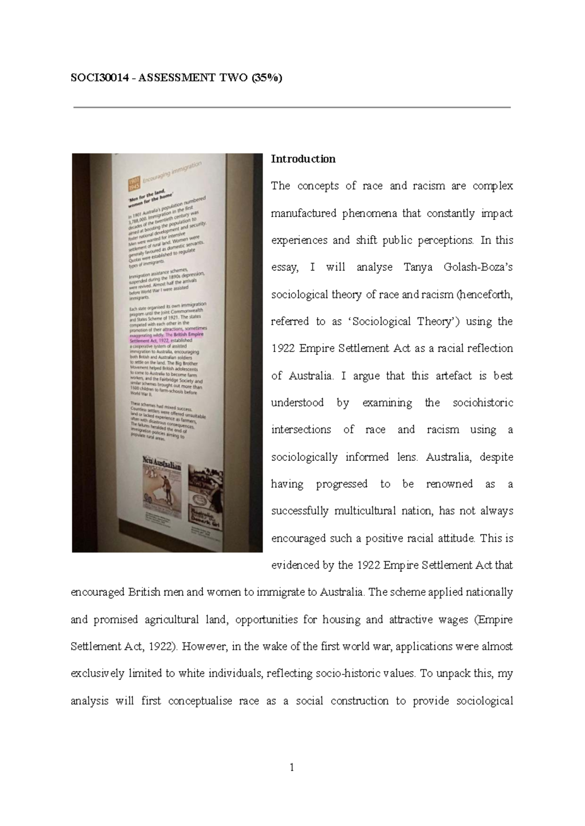 SOCI30014 - Assessment 2: Analyzing Race and Racism in Australia - Studocu