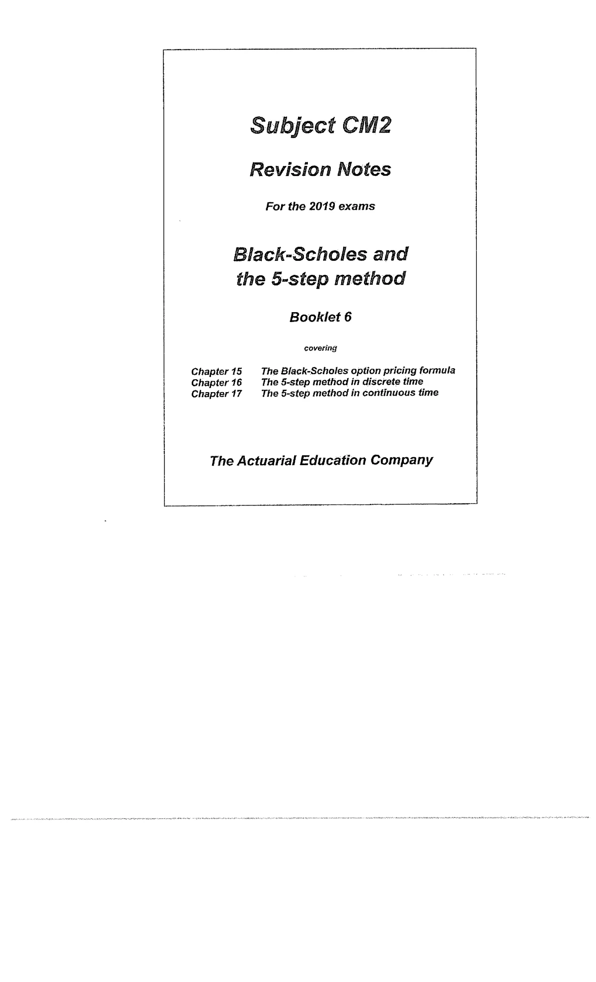 CM2 Revision Notes: Interest Rate & Credit Risk Models (Booklet 7 ...