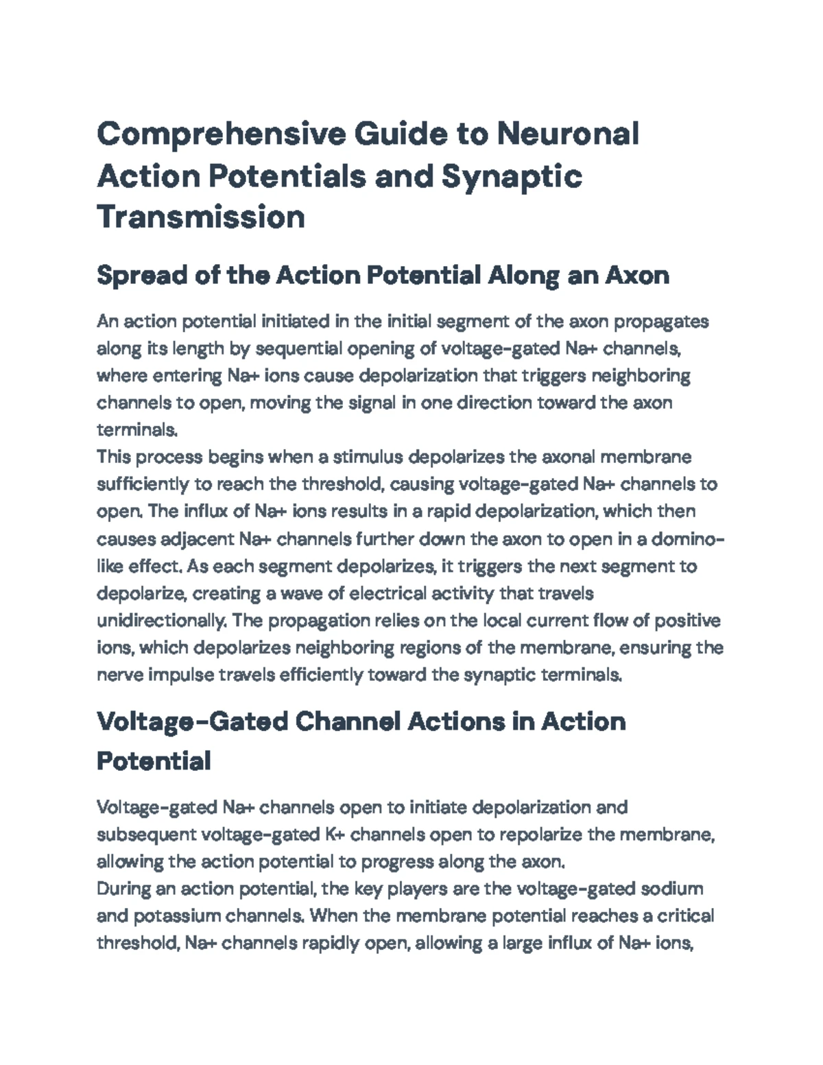Comprehensive Guide to Neural Signal Transmission: Action Potentials ...