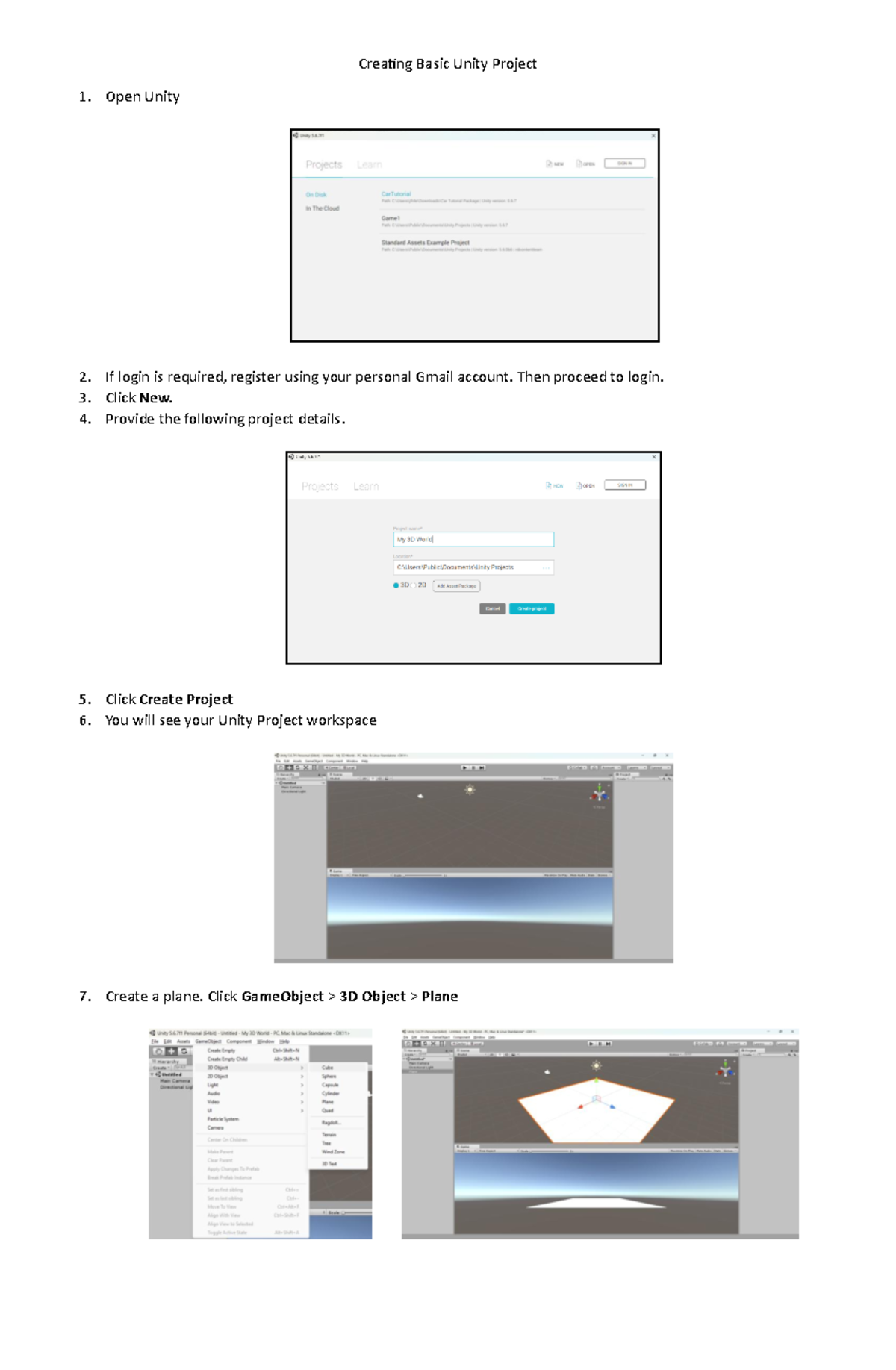 Creating Basic Objects in Unity - BSIT - Information Tech - Creating ...