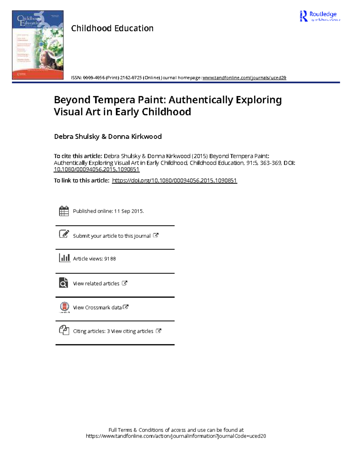 Childhood Education: Exploring Visual Art in Early Childhood - Studocu