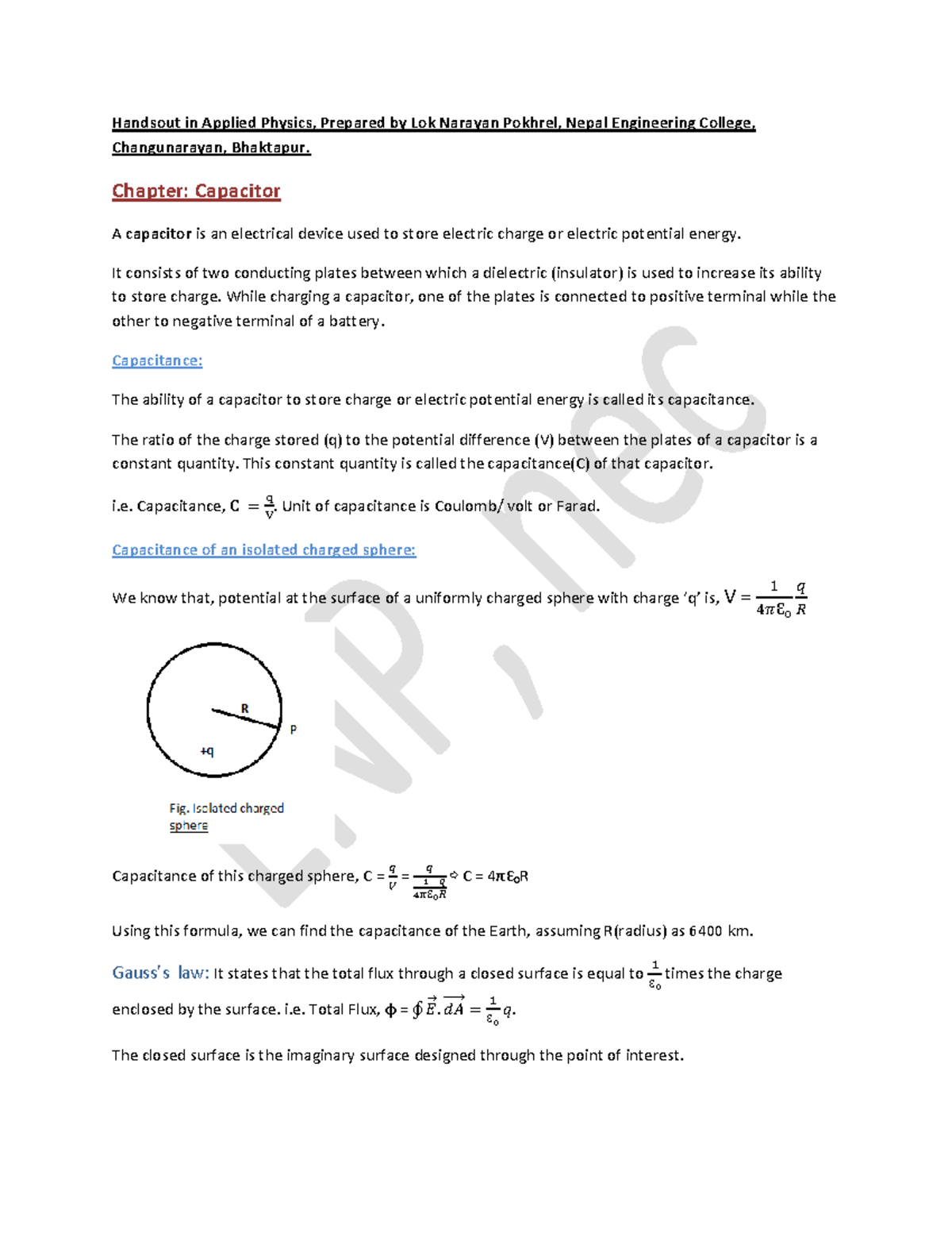 Capacitor Overview: Key Concepts and Analysis in AP 101 - Studocu