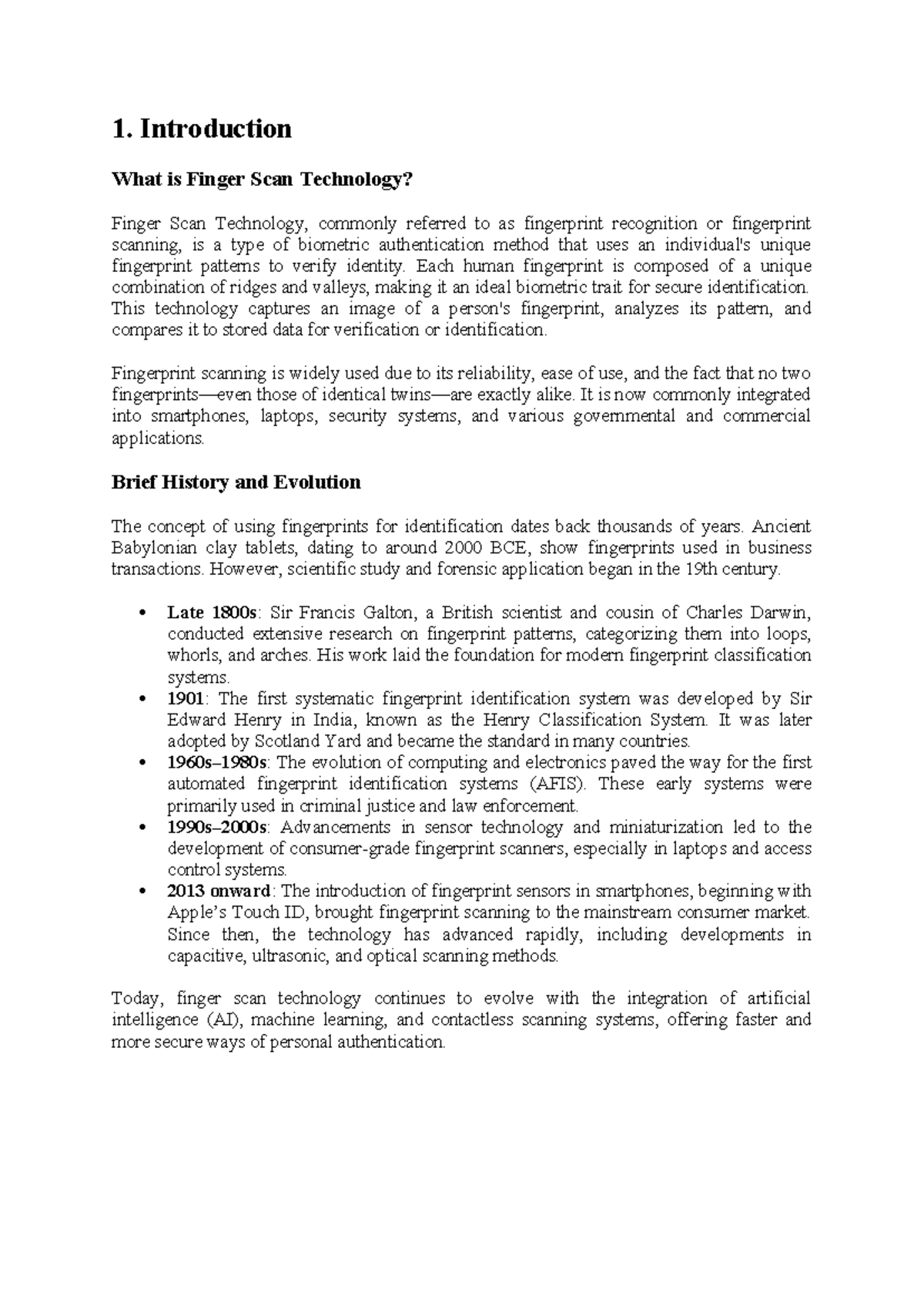 Emerging Tech: Finger Scan Technology Overview and Applications - Studocu